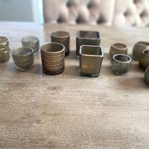 Gold mercury glass candle holders